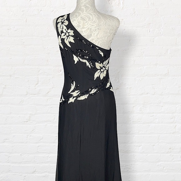 Cachè One Shoulder Sequined Evening Gown Formal Black Tie Full Length Small - Picture 9 of 13